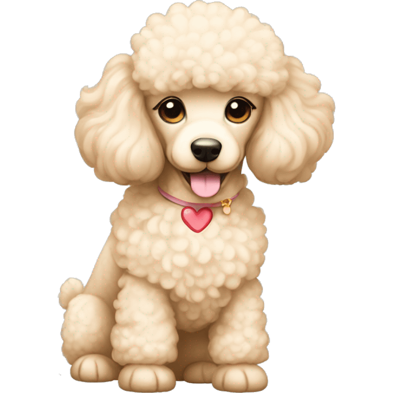 cream-colored poodle with a heart on its neck emoji