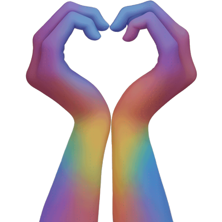 two hands coming together in a heart shape.The hands can be different skin tones to emphasize inclusivity and diversity. The background could have a subtle rainbow gradient to represent harmony and positive vibes. emoji