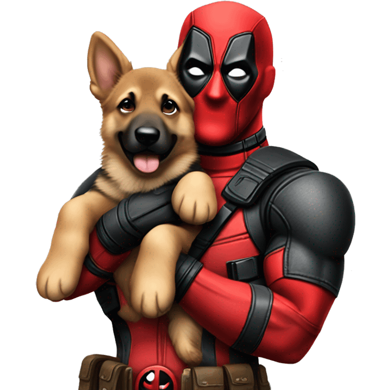 Deadpool holding German shepherd puppy emoji