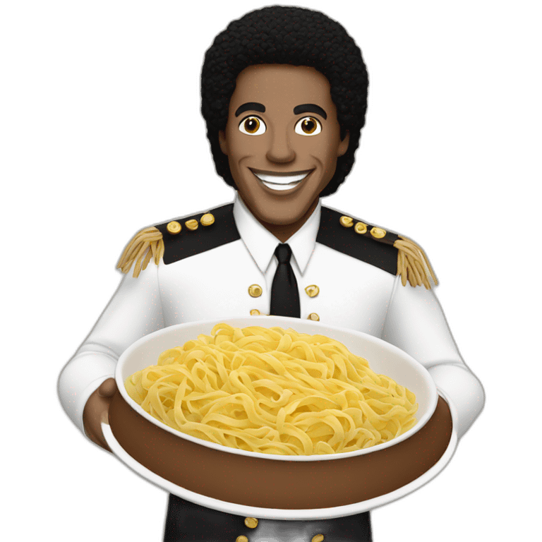 Mickael Jackson holding pasta plate emoji