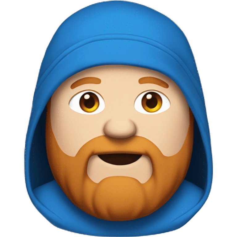 fat man with blue hoodie, headphones, ginger hair and beard emoji