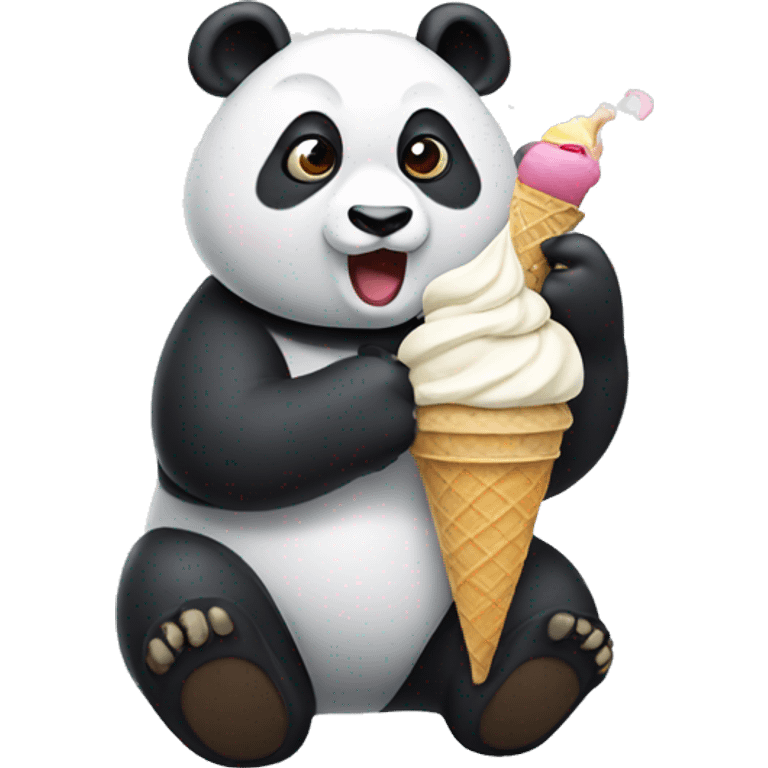 Panda eating ice cream emoji