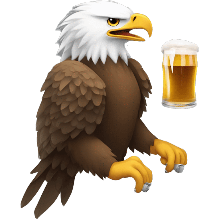 Eagle drinking beer and playing football emoji