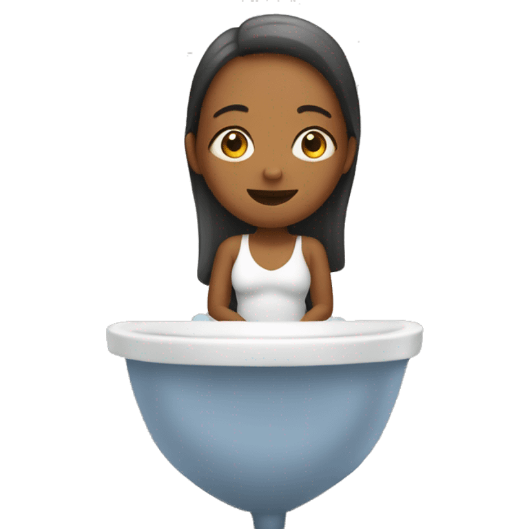 Woman sitting in bathroom  emoji