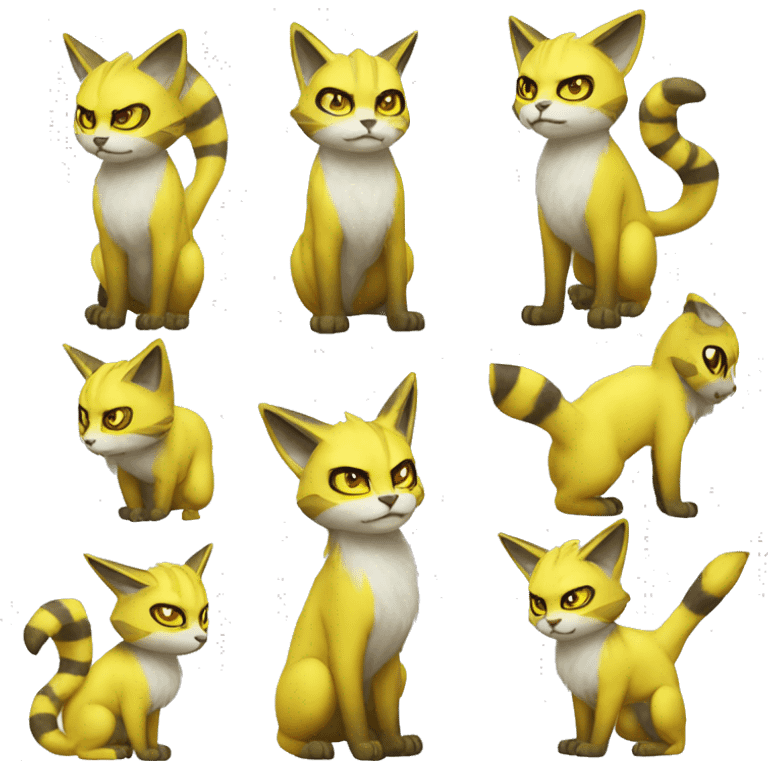 Yellow lombax-Zeraora-Renamon-cat emoji