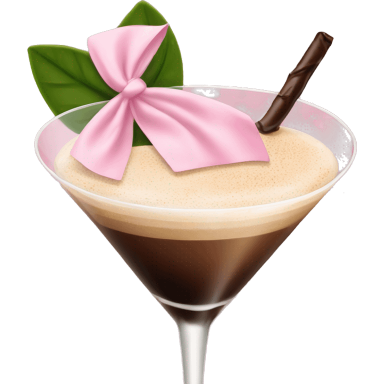 Espresso martini with light pink bow on stem emoji