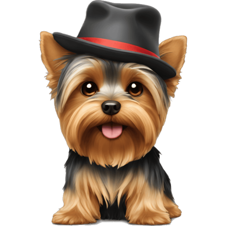 Yorkie wearing hat emoji