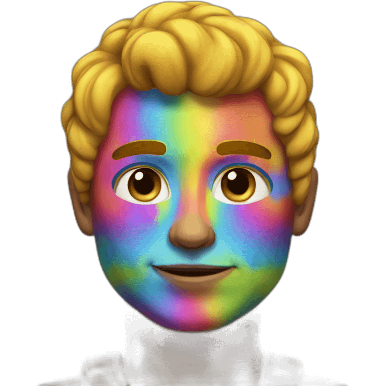 Muscle handsome man with rainbow skin emoji