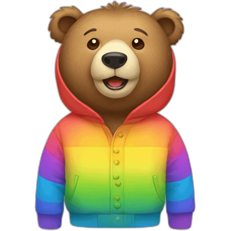 bear wearing rainbow coat emoji