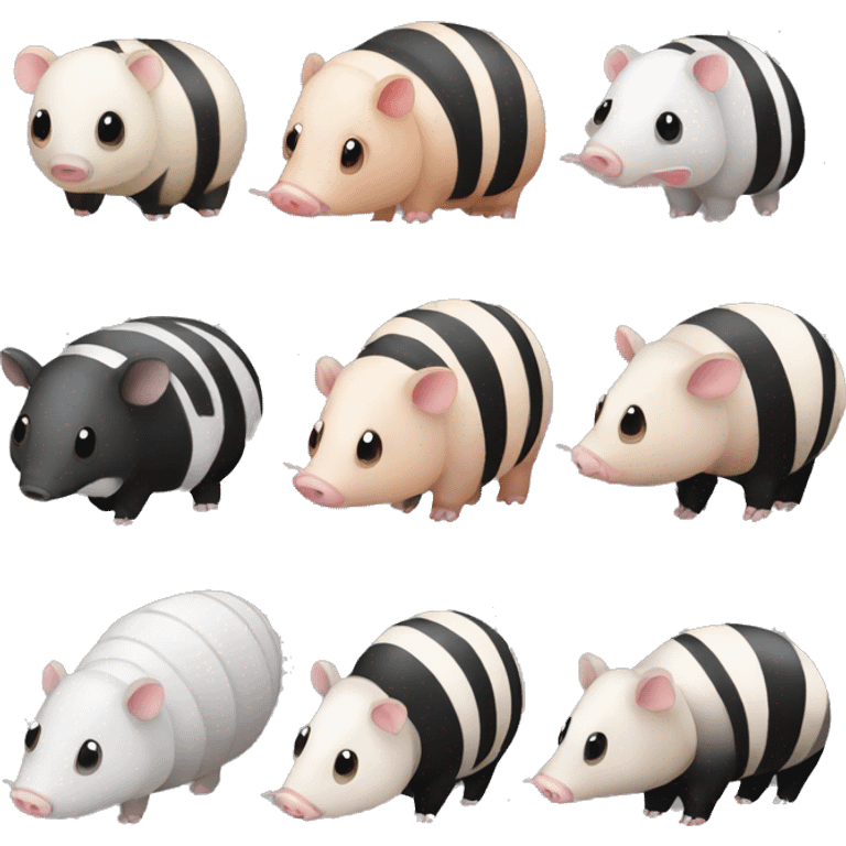 Black and white armadillo pig panda centipede armadillo  emoji