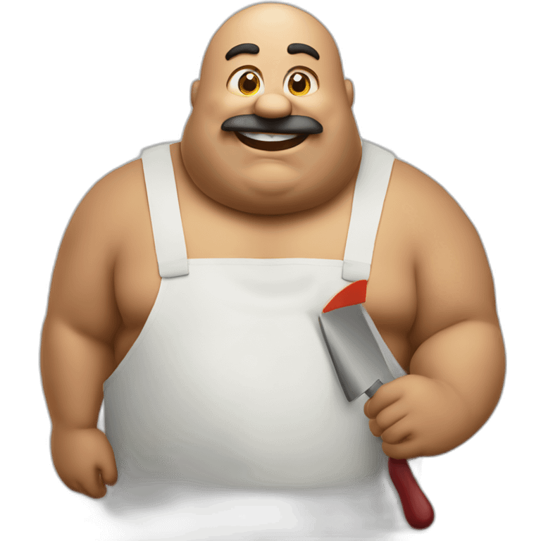 Big Fat man Portuguese with burger and trowel emoji