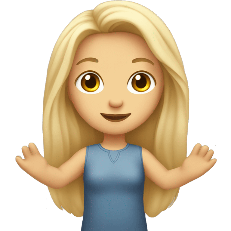 girl with  blond long hair heart in outstretched hand emoji