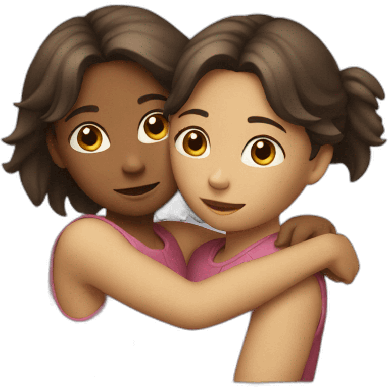 two girls hugging each other emoji