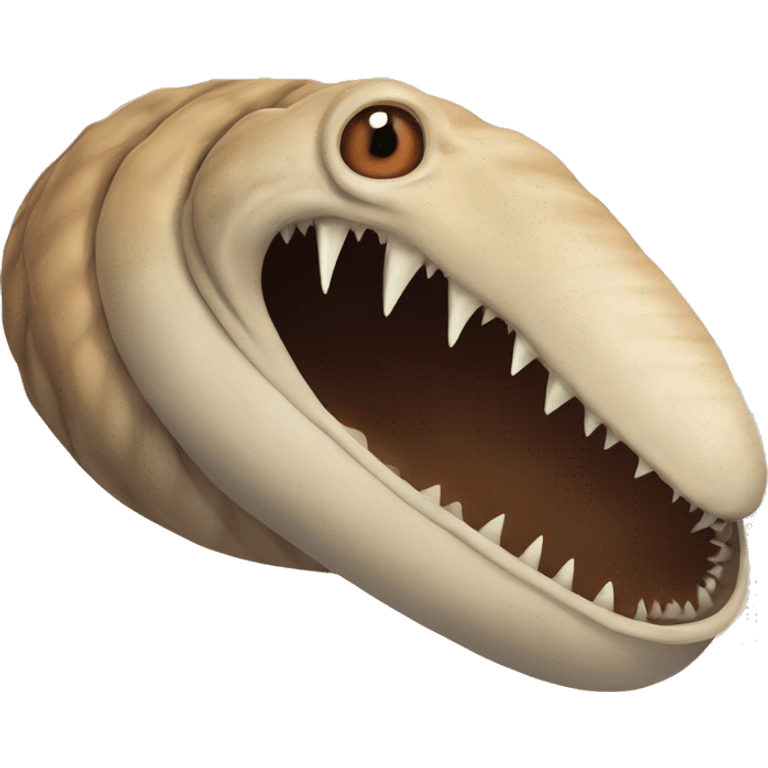 Shai-Hulud dune sandworm with mouth but no eyes and no nostrils emoji