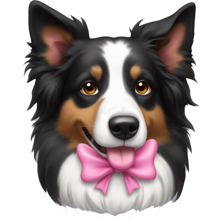 Border collie with pink bow emoji