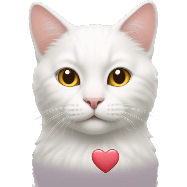 white cat with heart emoji