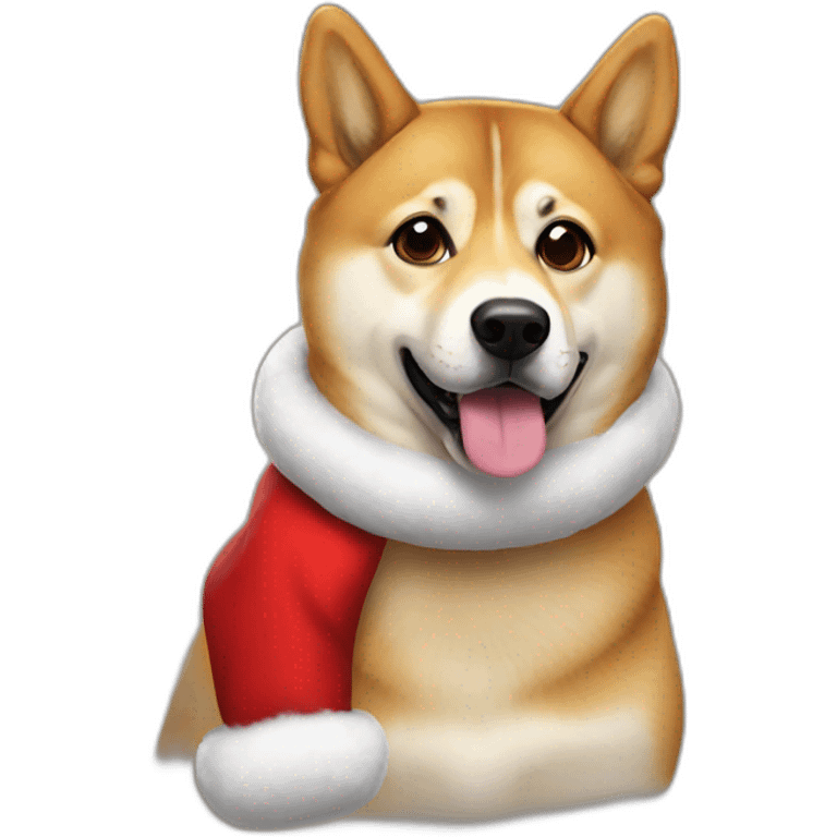 Doge wearing santa stuff emoji