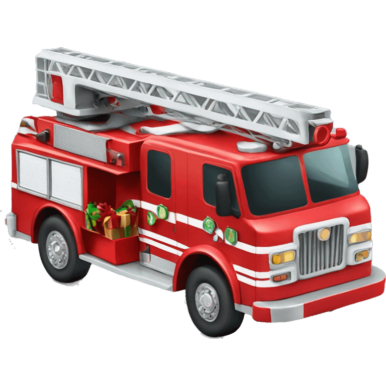 Firetruck with Christmas decorations emoji