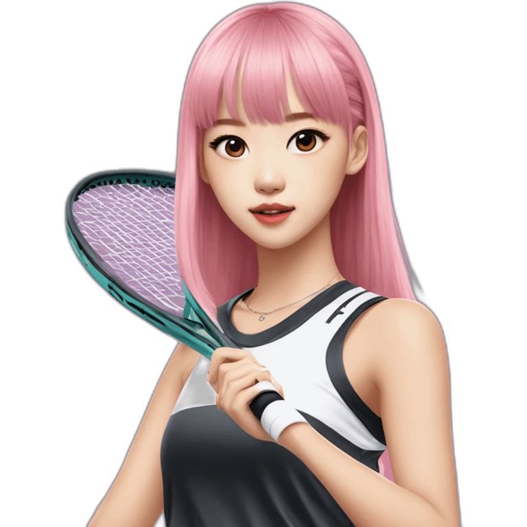 Lalisa of blackpink playing tennis emoji