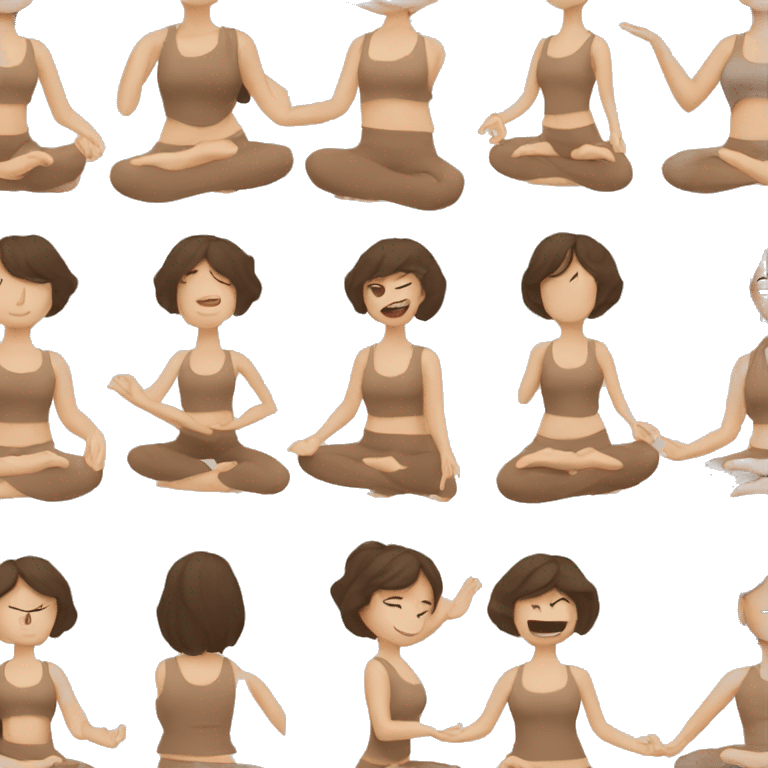 Brunette Girl doing yoga in beige tones  emoji