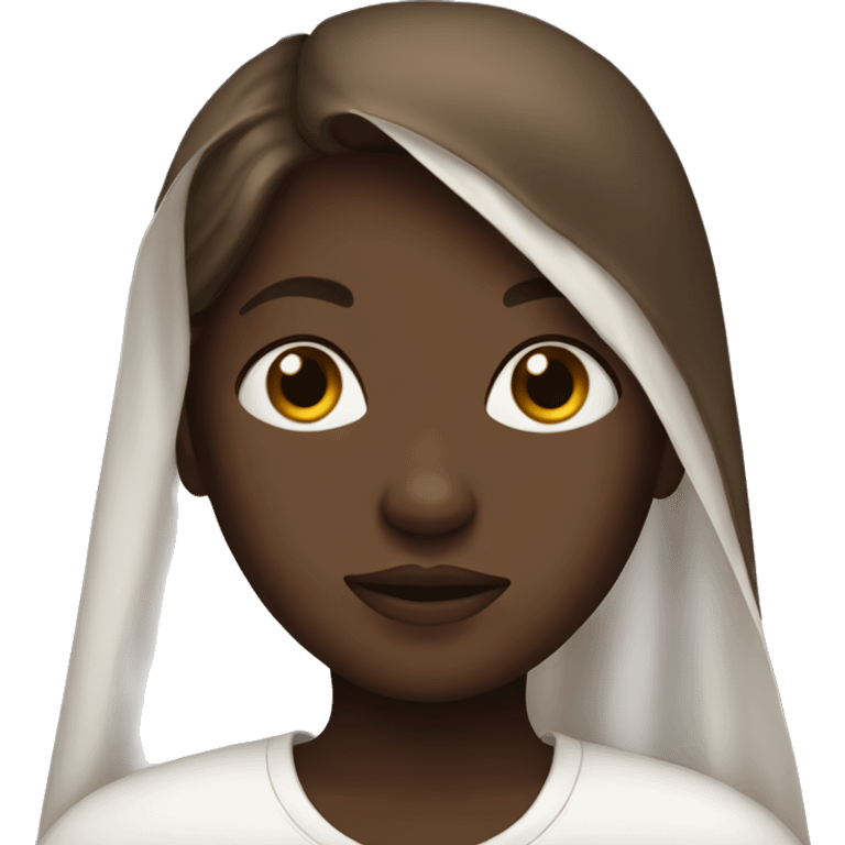 Girl with brown hair and dark skin, covered with a sheet emoji