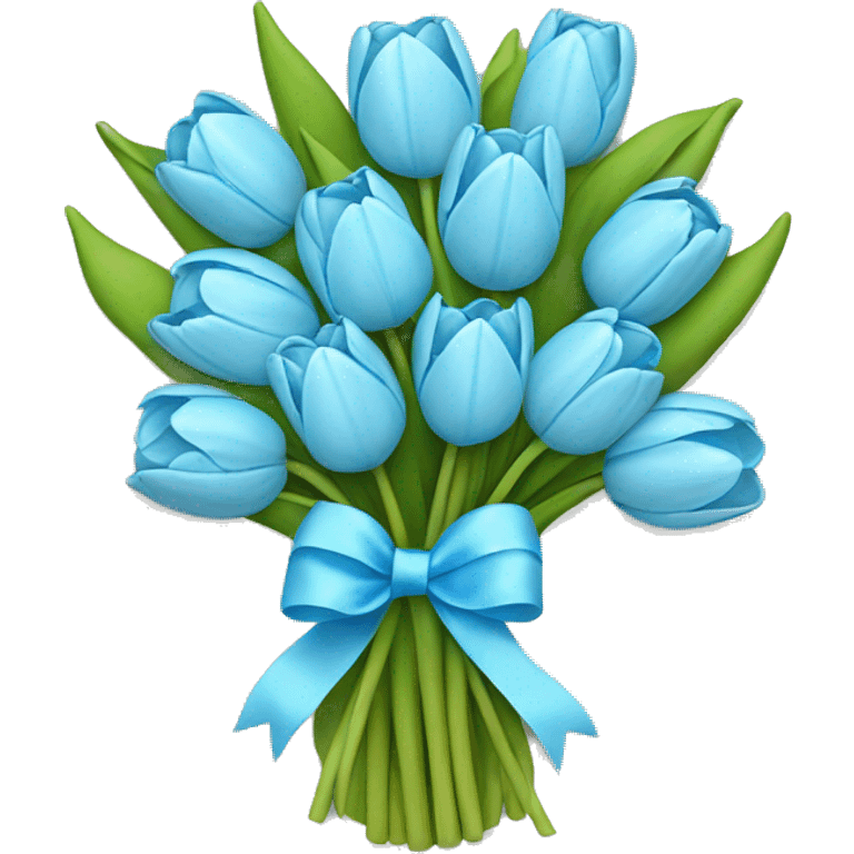 light blue tulip bouquet with bows cute  emoji