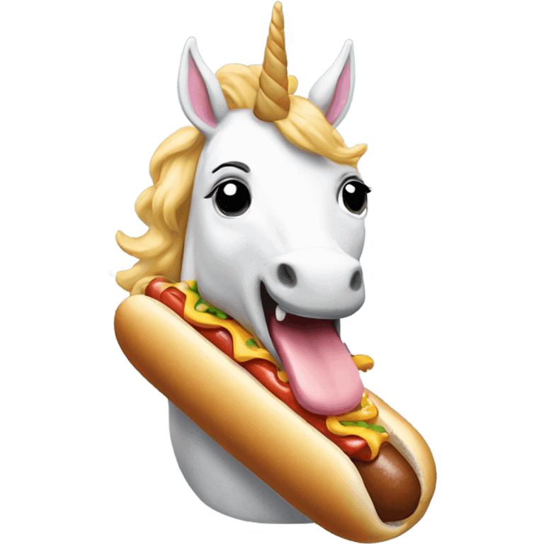 Unicorn eating a hotdog  emoji