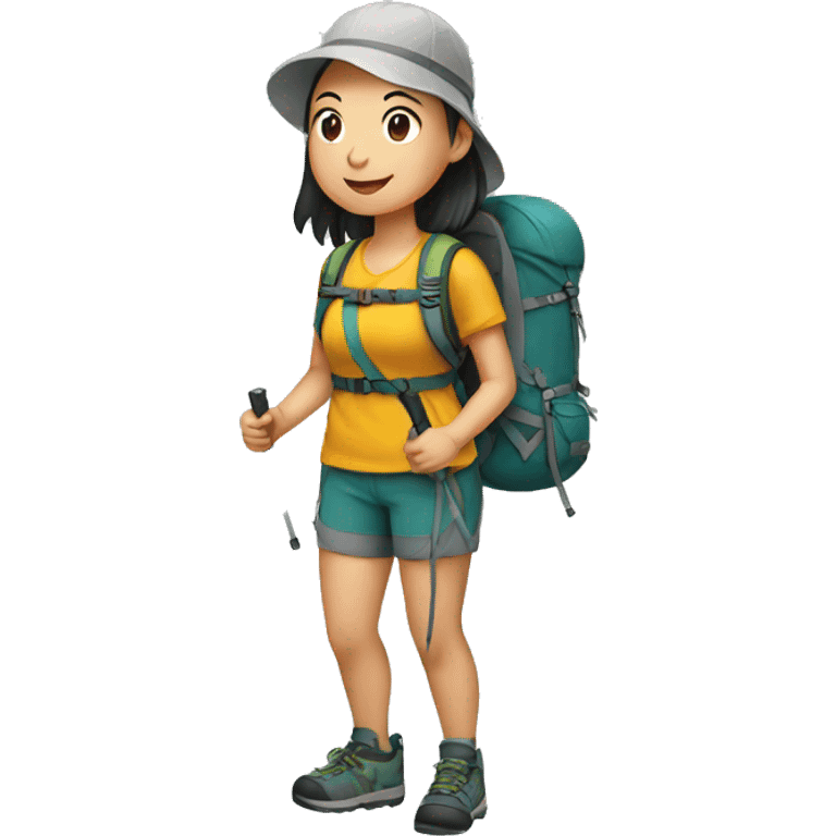 chinese girl hiking emoji