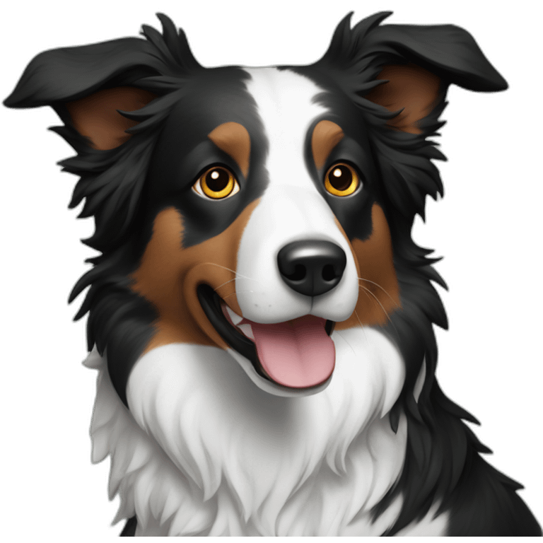 a Border collie holding with a name odin write emoji