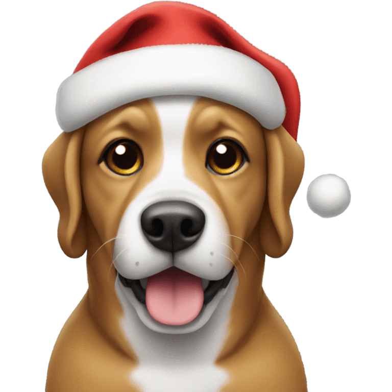 Dog wearing a Santa hat emoji