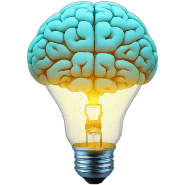 brain sparkles inside the light bulb emoji