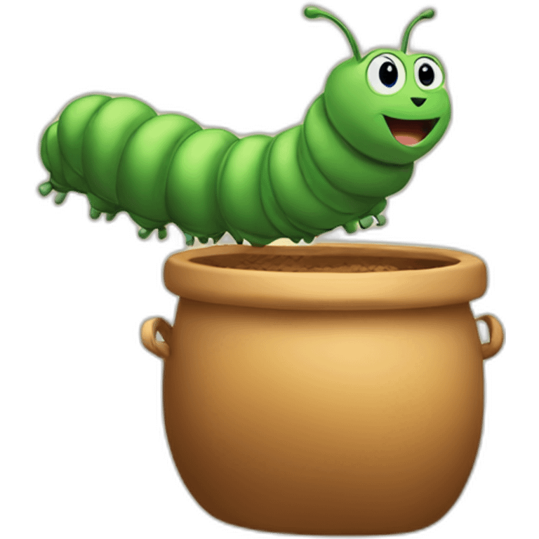 Caterpillar flying on a crock emoji