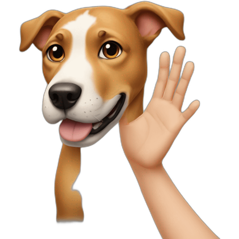 dog with human hand emoji