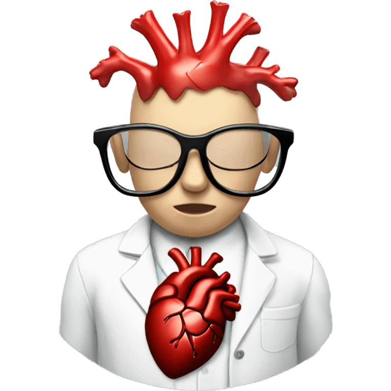 Anatomical heart with white chunky glasses  emoji