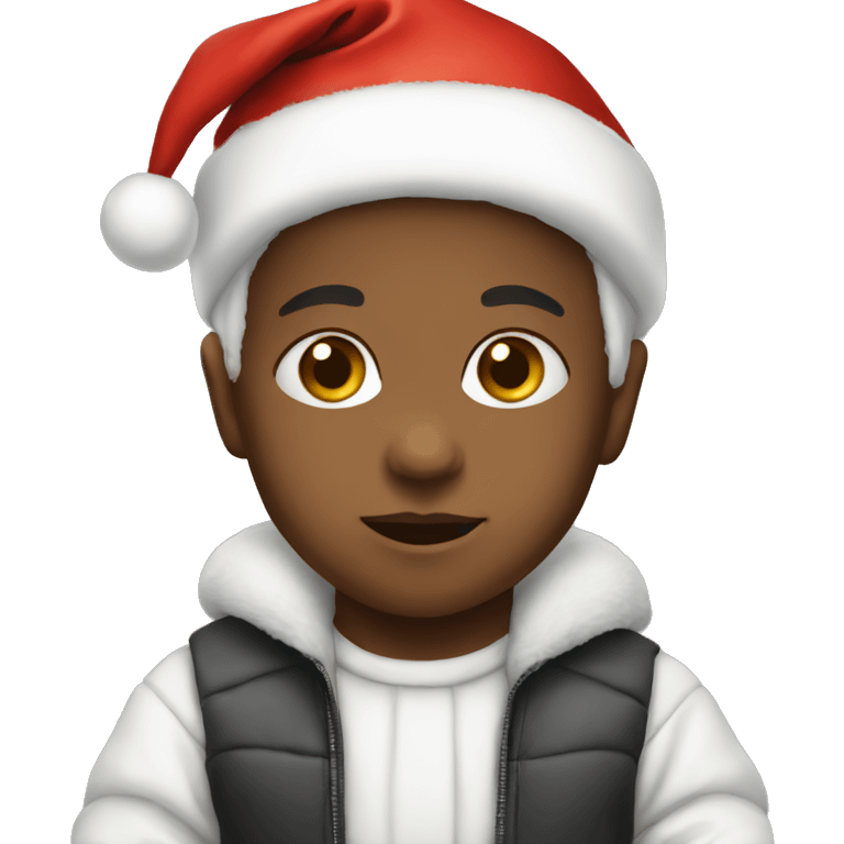 White Baby wearing Santa hat emoji