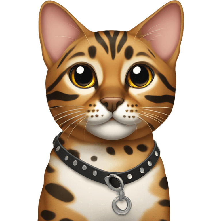 Spotted bengal cat with collar emoji