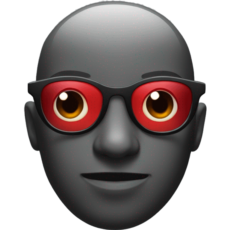 a black emoji with a red color on his forehead and glasses with nerd eyes emoji