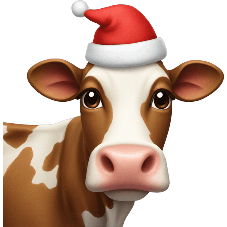 Cow with Christmas hat emoji