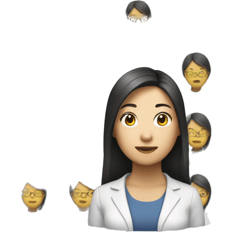 asian in tech, female working hard emoji