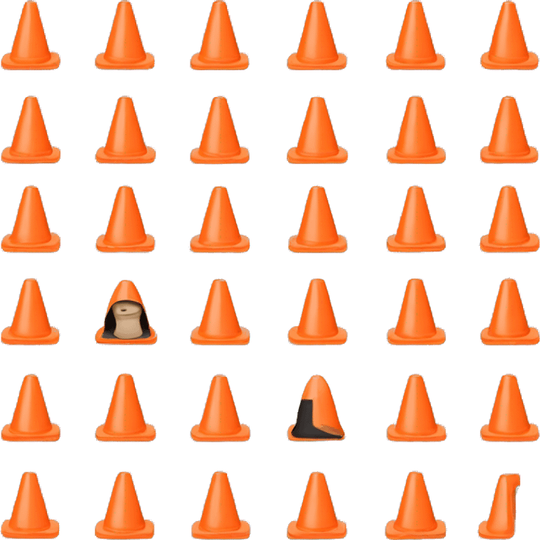 Guy with orange traffic cone instead of his head emoji