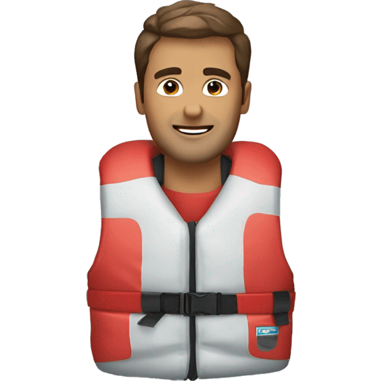 man wearing Red kayaking lifejacket emoji