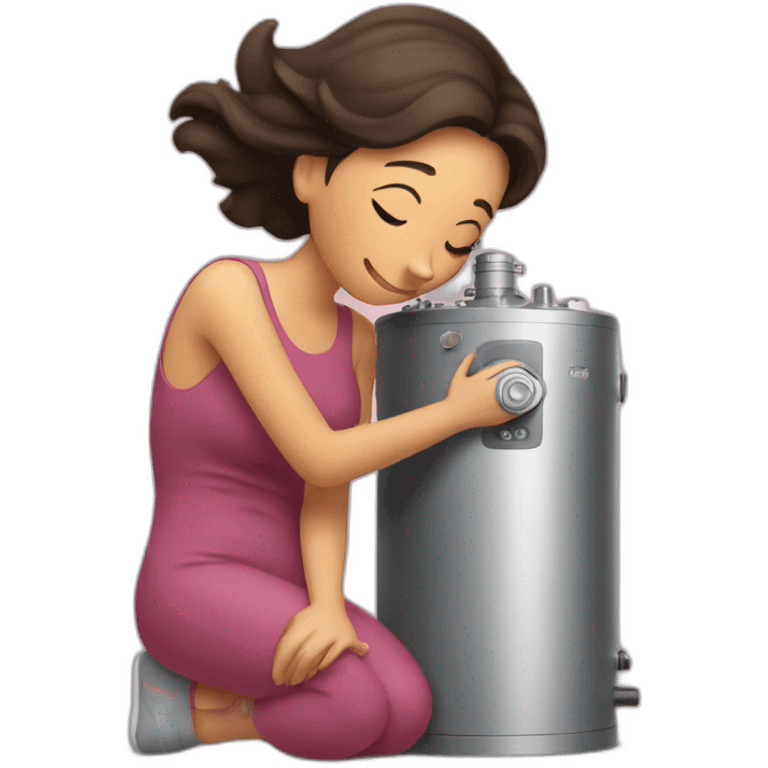 woman hugging a boiler emoji