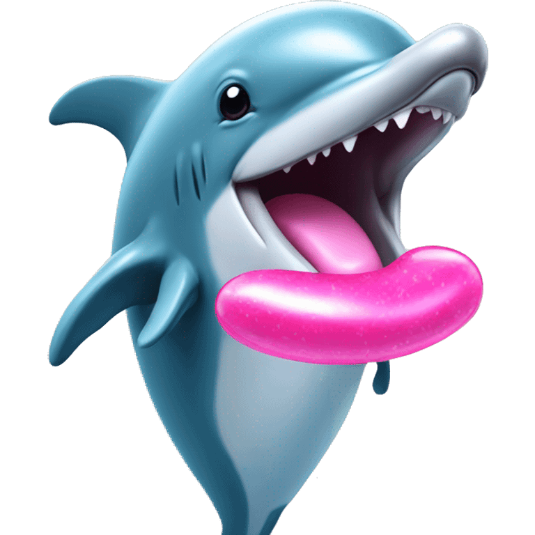 Dolphin with bubblegum in their mouth emoji