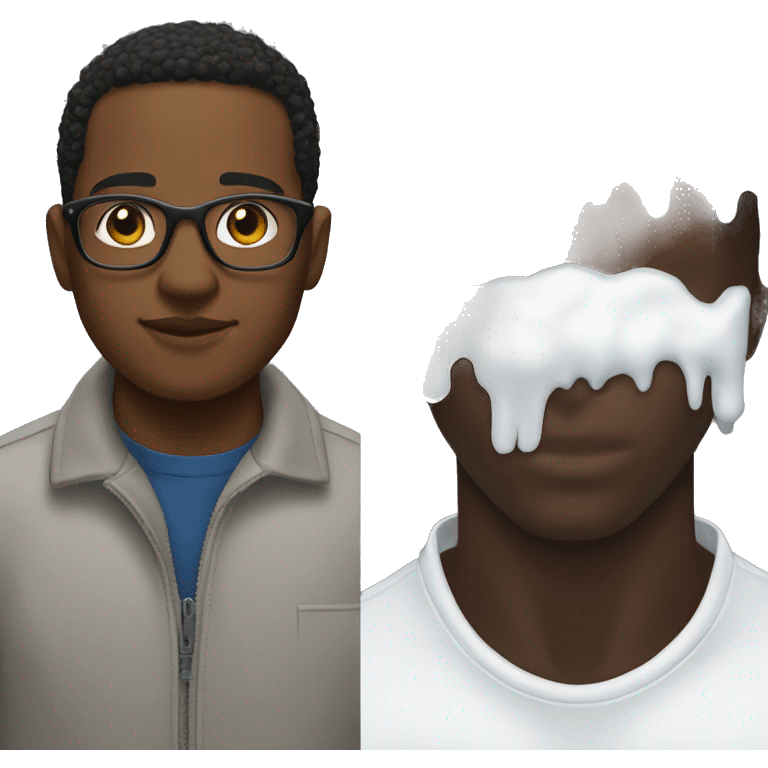 black man next to white stuff emoji