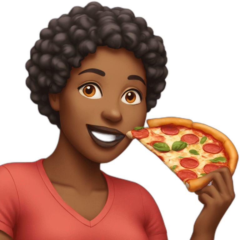 Black women  eating pizza  emoji