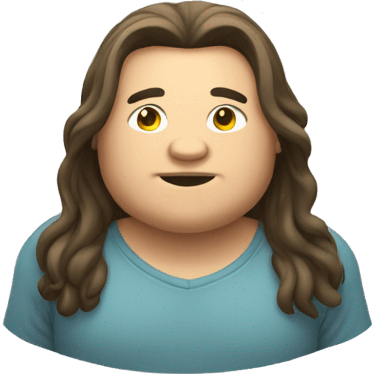 Fat boy with long hair emoji