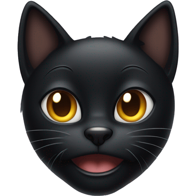 Scared black cat with an arched back emoji