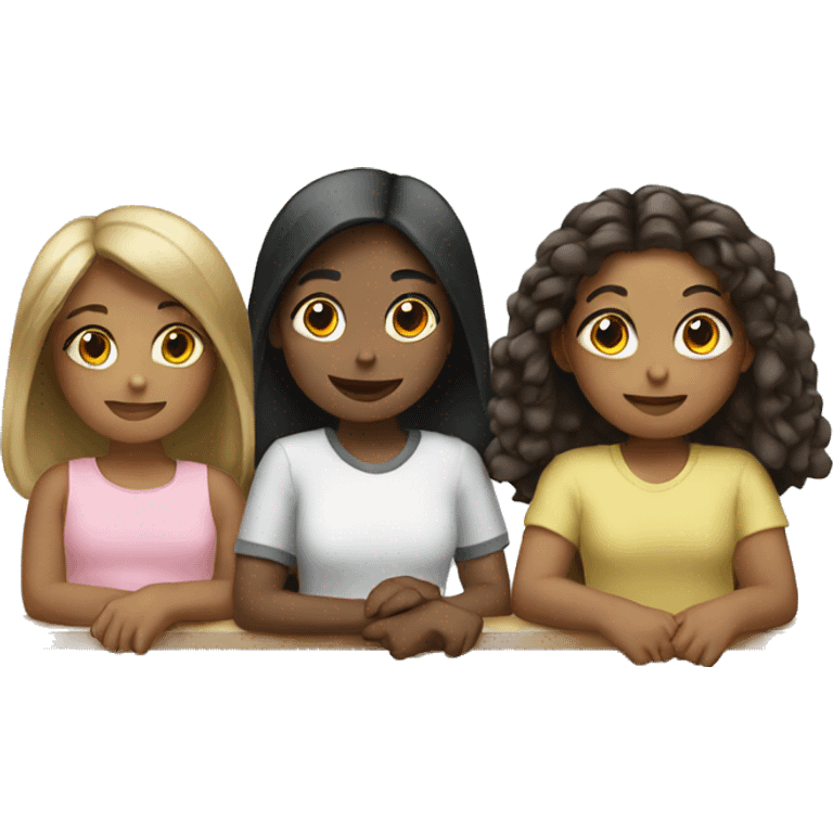 3 girls sitting together  emoji