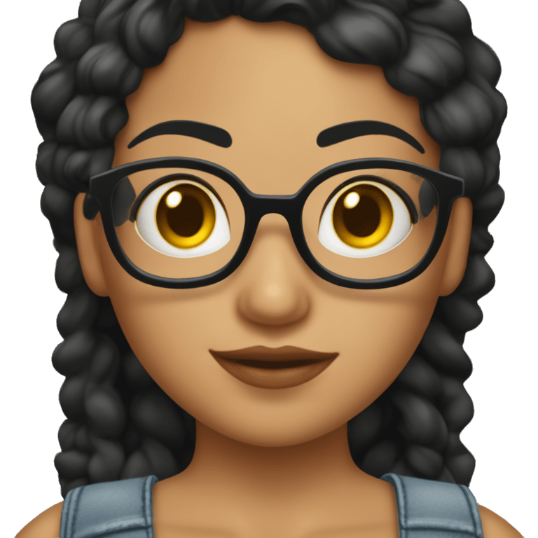 Jovencita de piel morena con cabello rizado y gafas emoji