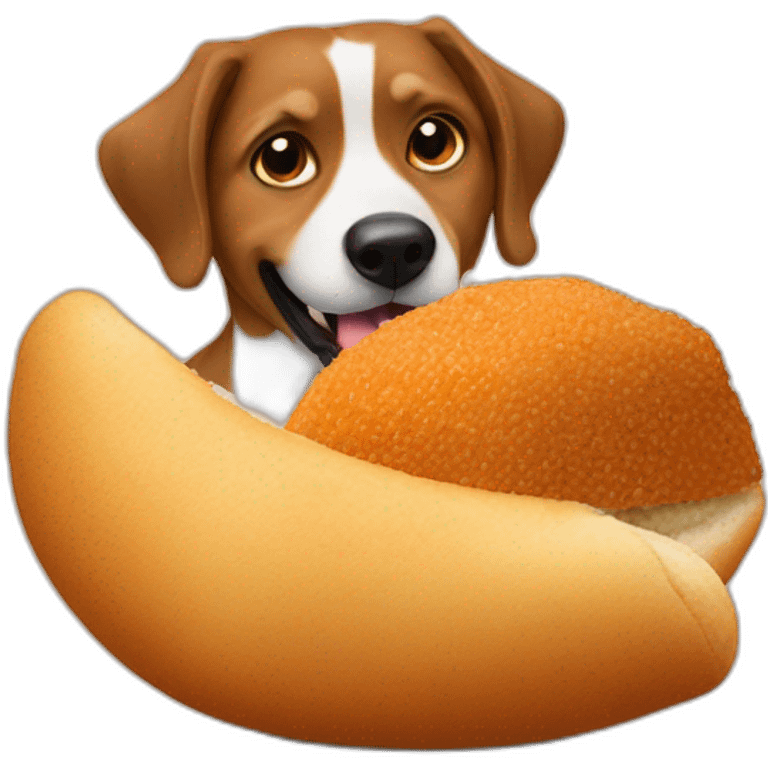 dog eating coxinha emoji